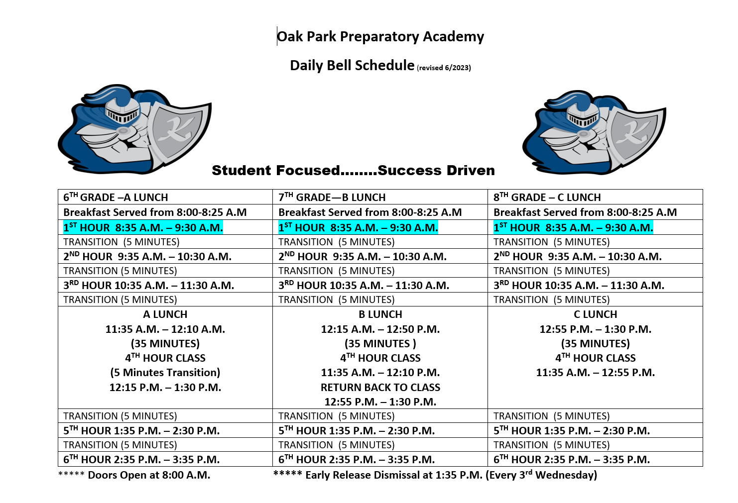 daily bell schedule