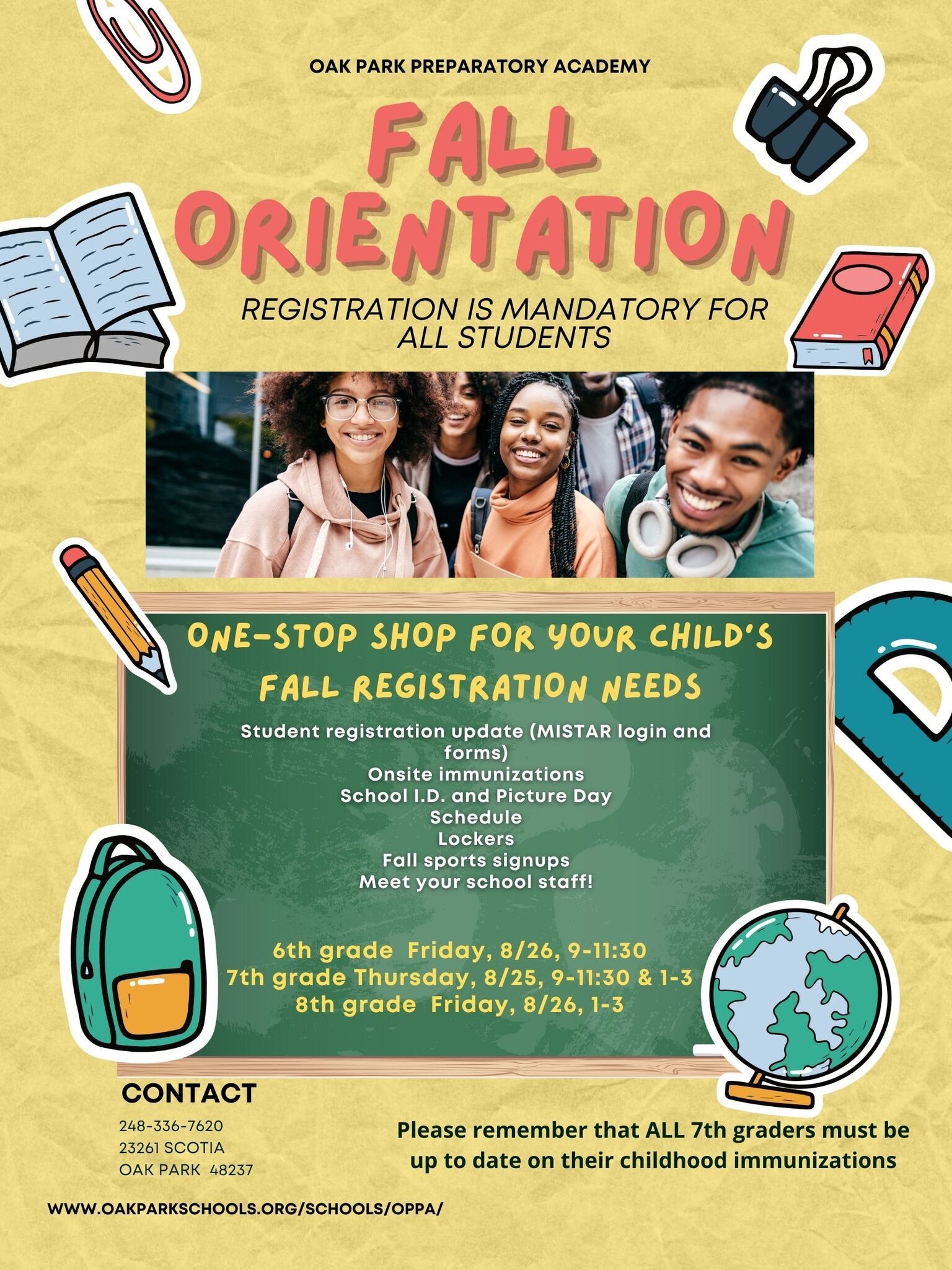 Fall Orientation August 25 and 26